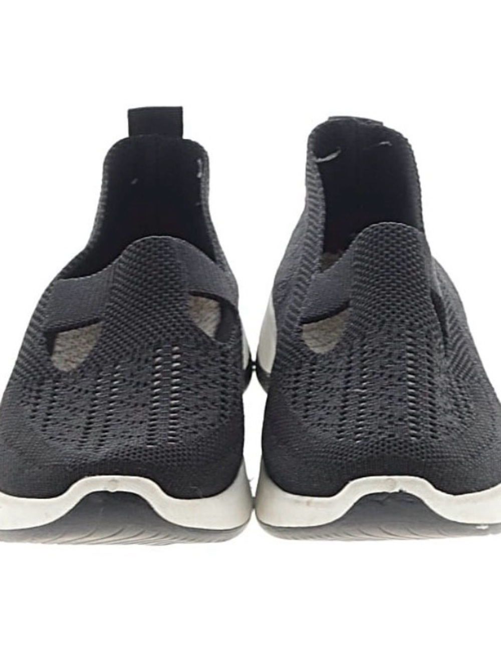Black Slip-On Knit Sneakers with White Soles